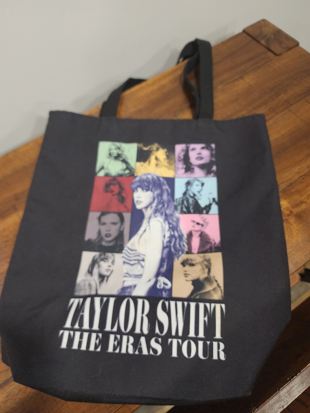 Taylor Swift Black Tote Bag with Multicolor Panels